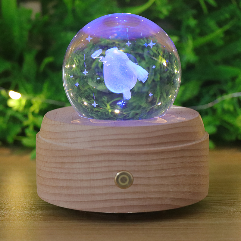 RGB Crystal Ball Night Light with Music Box