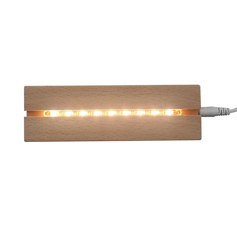 Rectangle Wood Light Base LED Night Light Stand con cable de interruptor USB