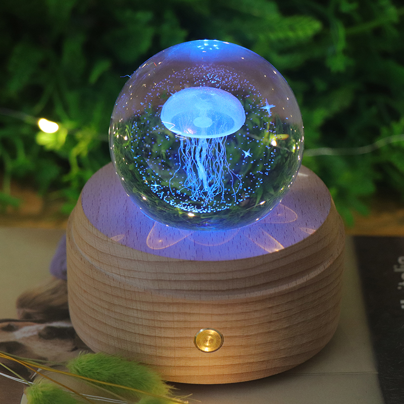 RGB Crystal Ball Night Light with Music Box