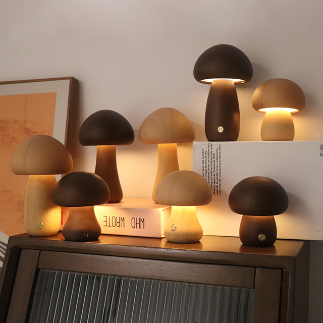  Lámpara de champiñones de madera más vendida para la decoración del dormitorio