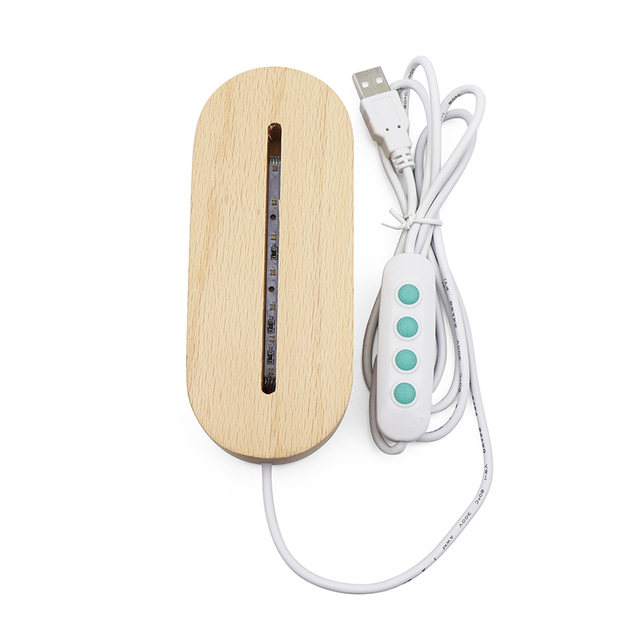 7 color RGB LED NIGHERA DE LED de madera ovalada con interruptor de atenuador USB