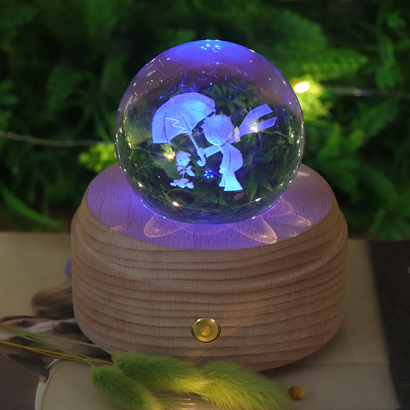 RGB Crystal Ball Night Light with Music Box