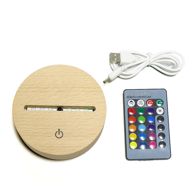 16 colores RGB Base LED de madera con batería AA con remoto