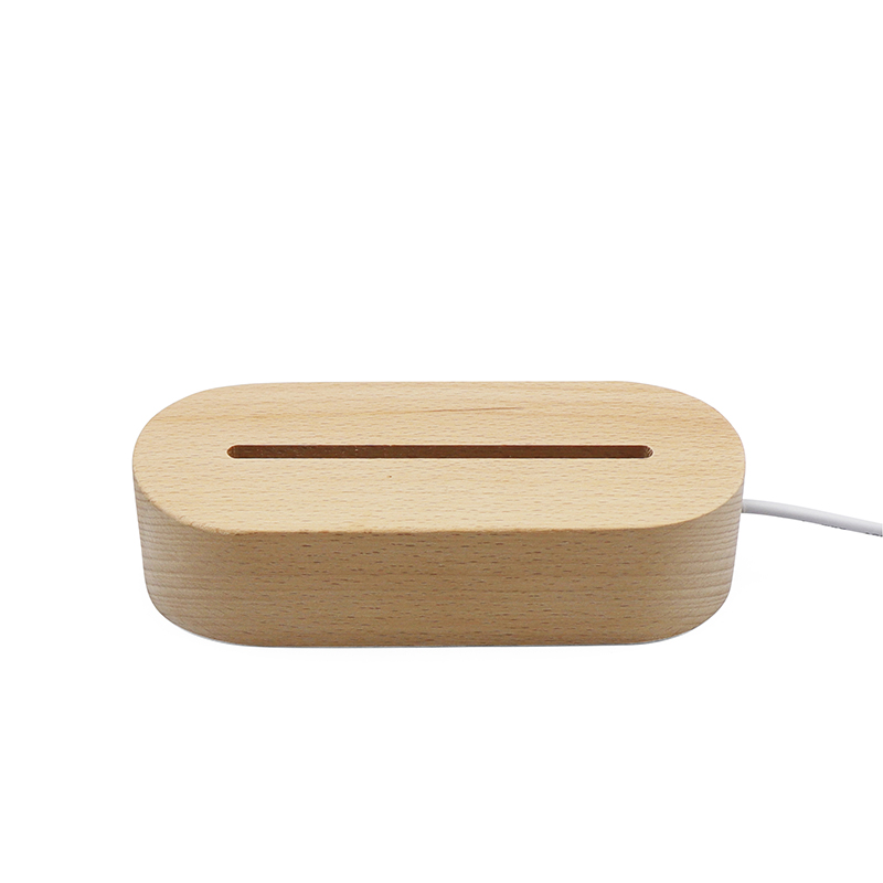 7 color RGB LED NIGHERA DE LED de madera ovalada con interruptor de atenuador USB