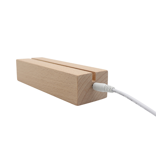 Rectangle Wood Light Base LED Night Light Stand con cable de interruptor USB