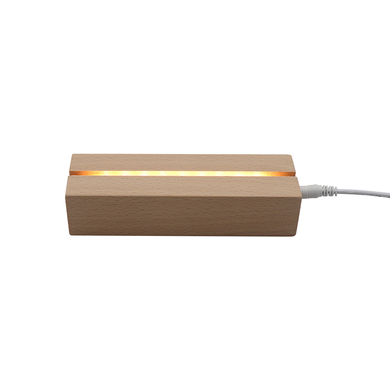 Rectangle Wood Light Base LED Night Light Stand con cable de interruptor USB