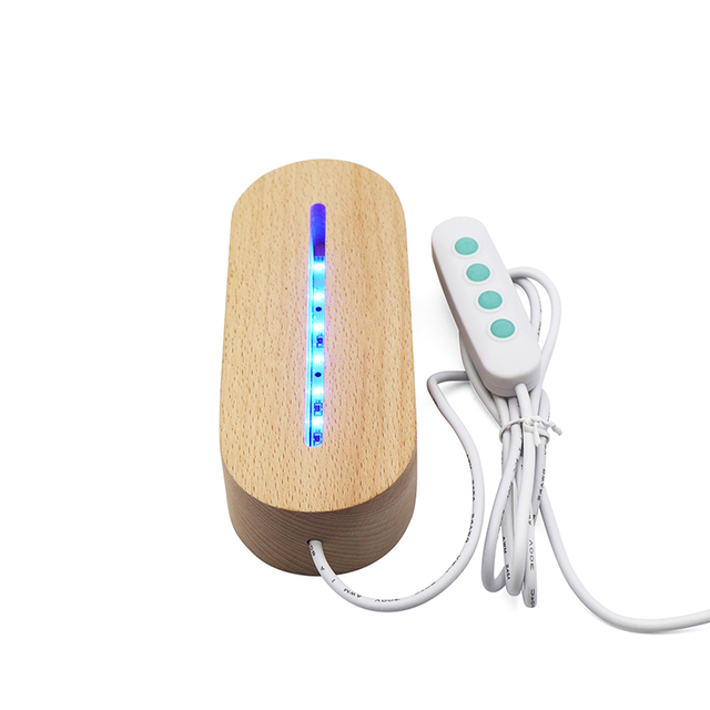 7 color RGB LED NIGHERA DE LED de madera ovalada con interruptor de atenuador USB