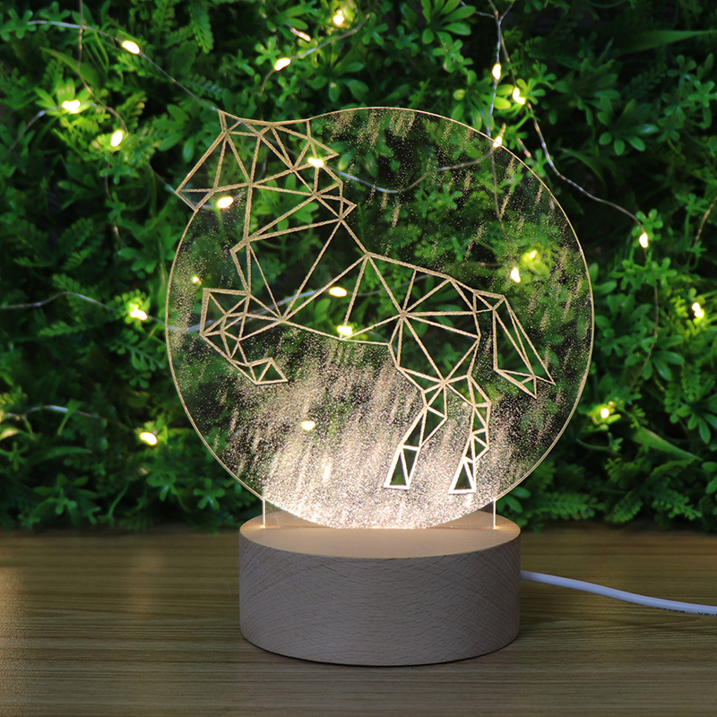 Mesa de lámpara de luz nocturna LED de acrílico LED de unicornio para dormitorio