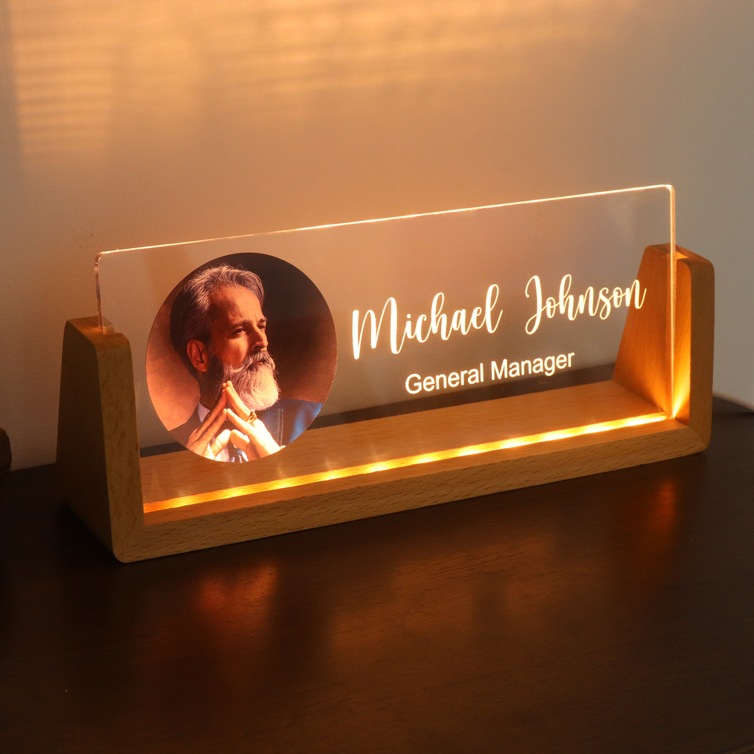 Luz de la noche acrílica Soporte en forma de U Sopotación de fotos personalizada