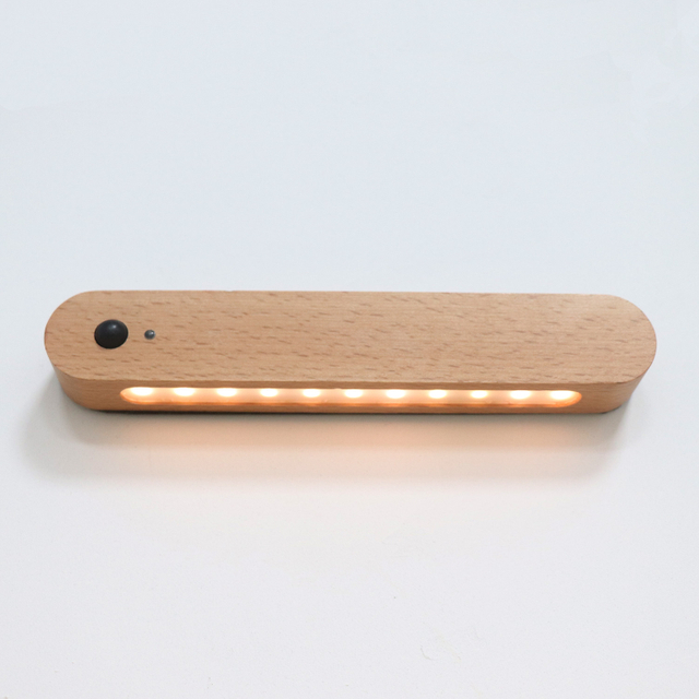Luz delantero del espejo de madera USB Sensor magnético Luz de pared