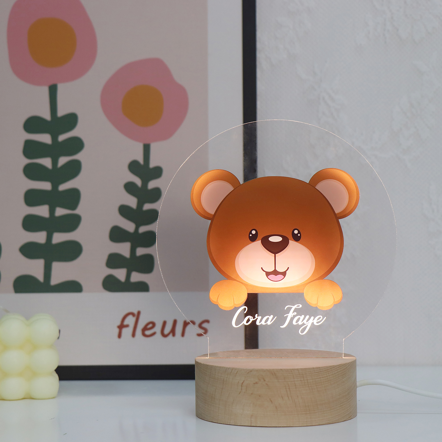 Lindos animales acrílico UV Night Light 