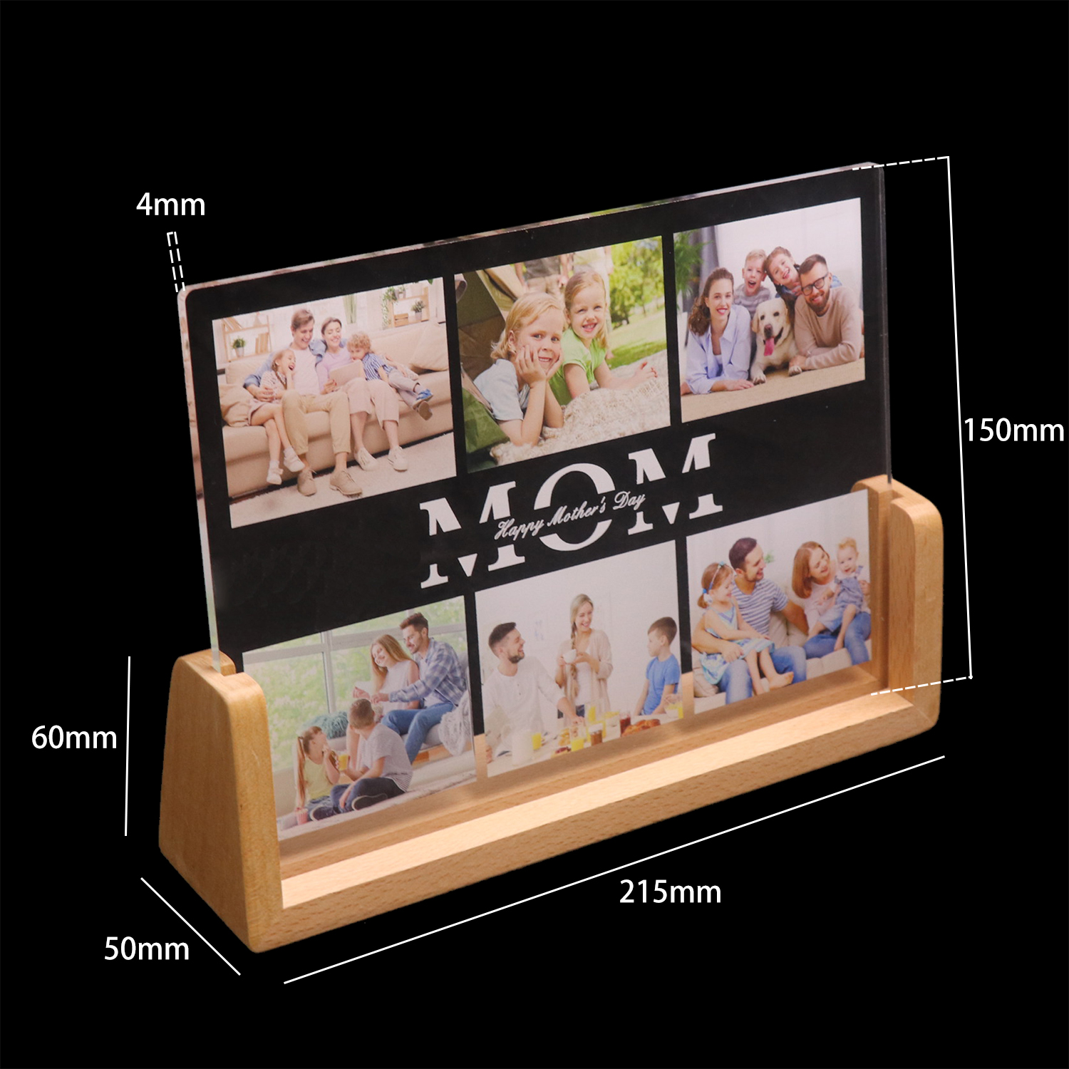 Foto personalizada U Forma A acrílico LED Foto Frame Light