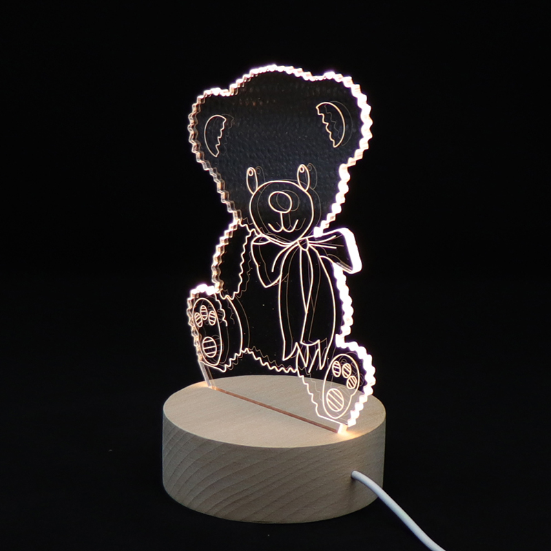 Encantador LED acrílico Oso 3d Night Light
