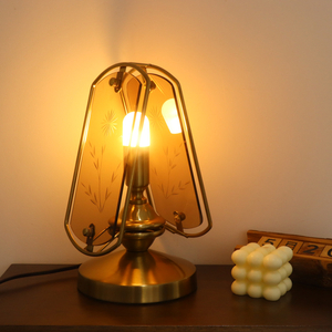 Luz de mesa de metal de vidrio de estilo retro francés luz