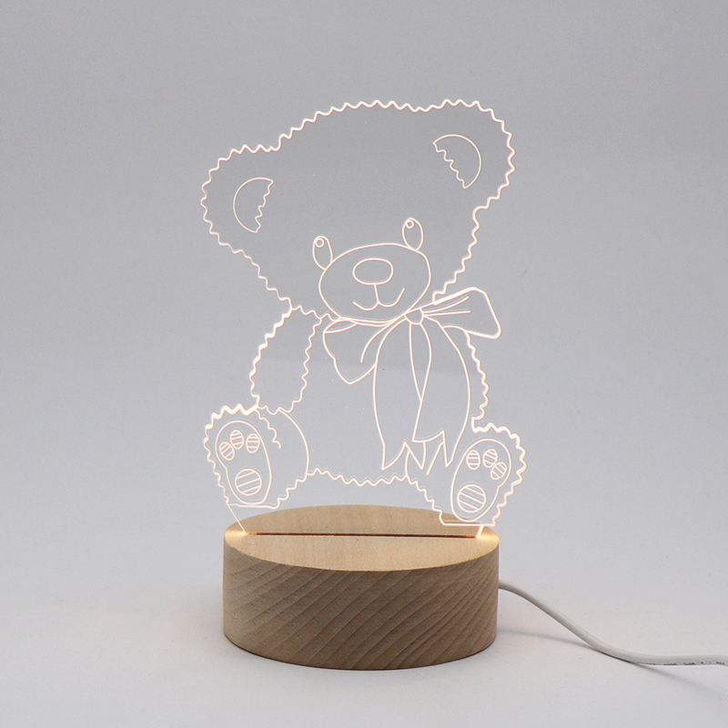 Encantador LED acrílico Oso 3d Night Light