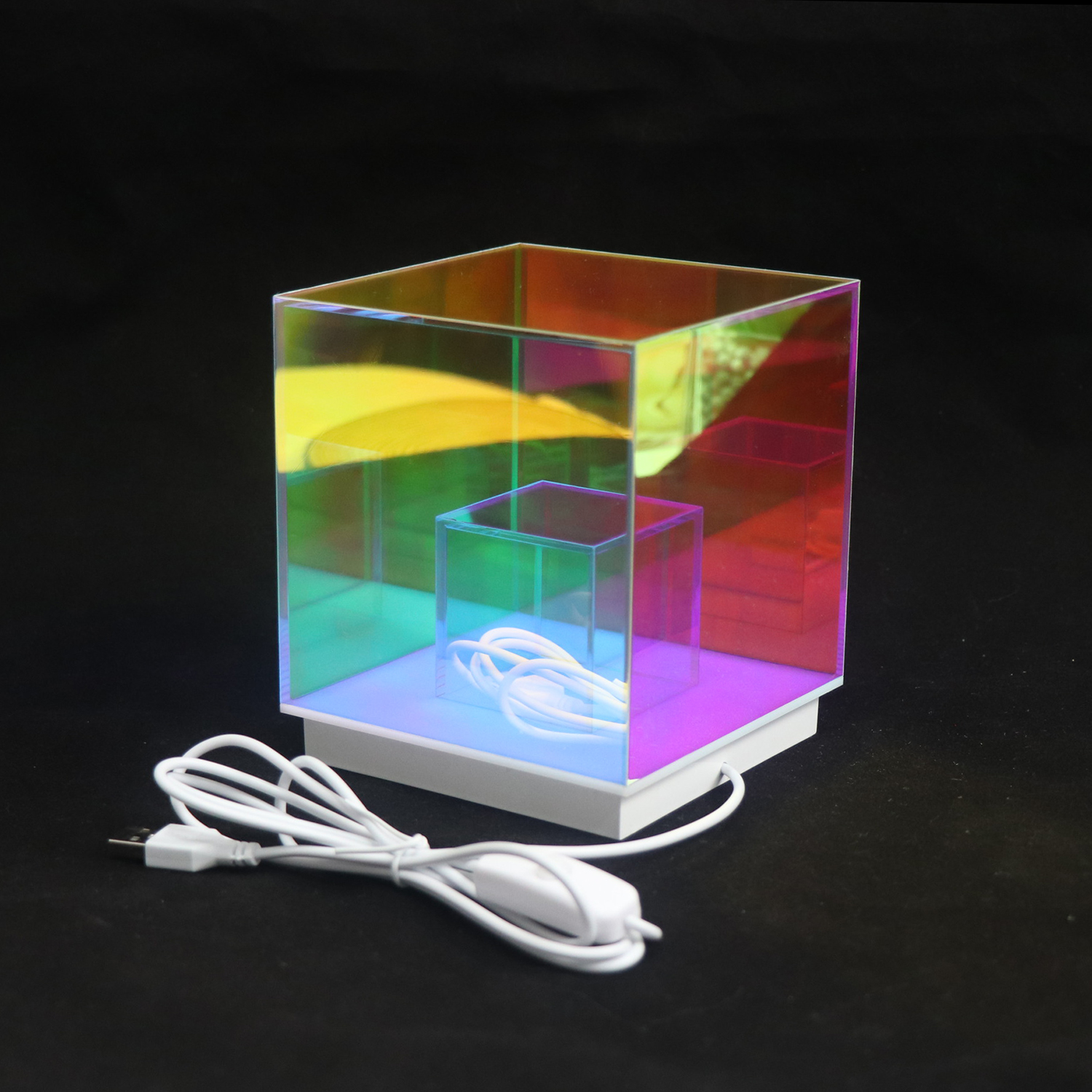 USB Cube 3D Lámpara acrílica Room colorida Luz nocturna para dormitorio 
