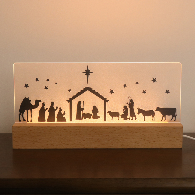 Navidad Nachtlampje Jesús Acrílico UV Noche Lámpara de luz