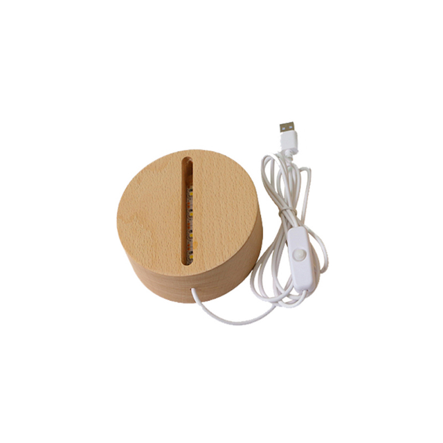 Base de lámpara de luz nocturna LED de madera USB para acrílico