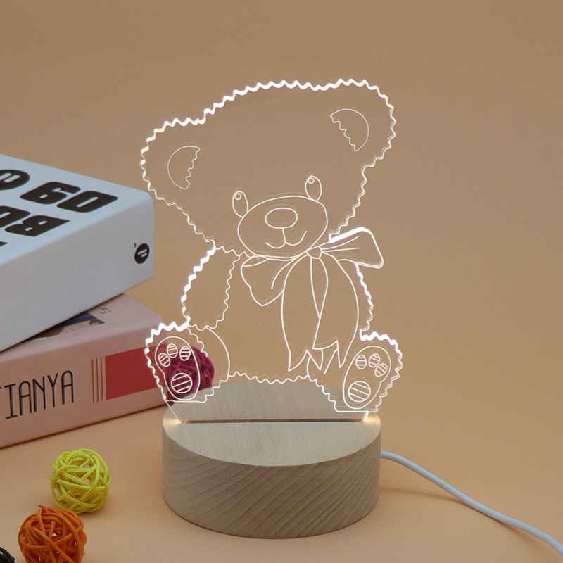Encantador LED acrílico Oso 3d Night Light