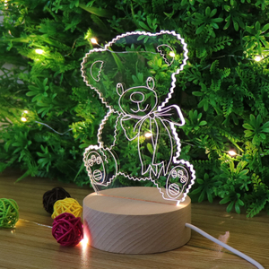 Encantador LED acrílico Oso 3d Night Light