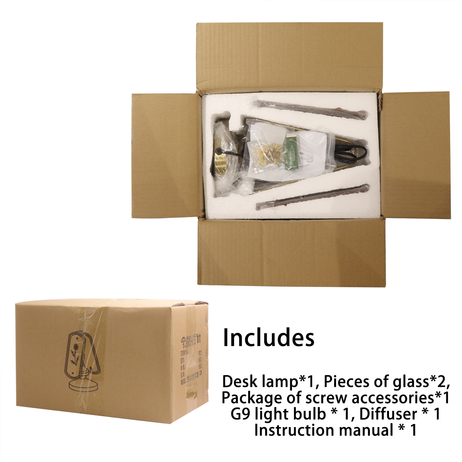 Luz de mesa de metal de vidrio de estilo retro francés luz