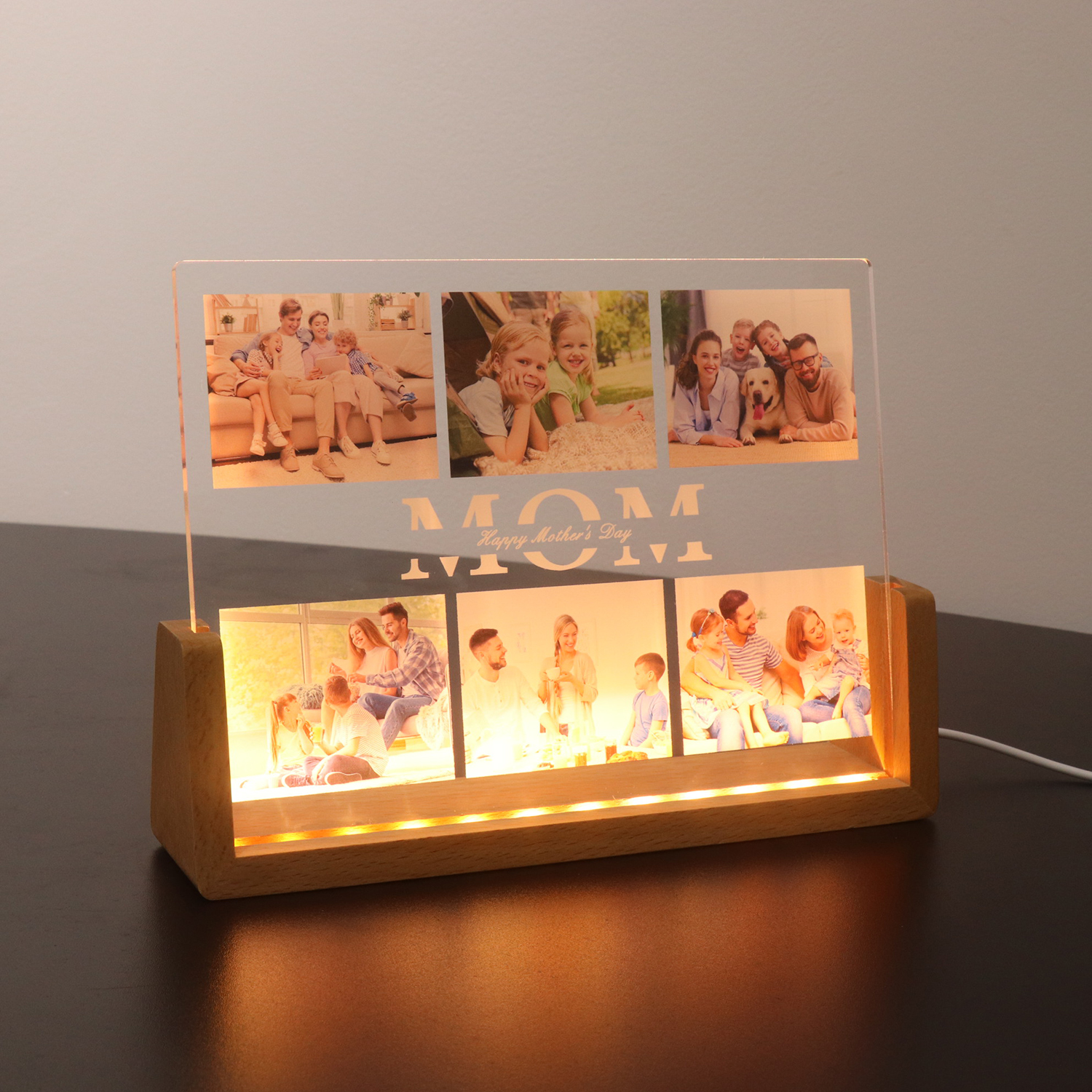 Foto personalizada U Forma A acrílico LED Foto Frame Light