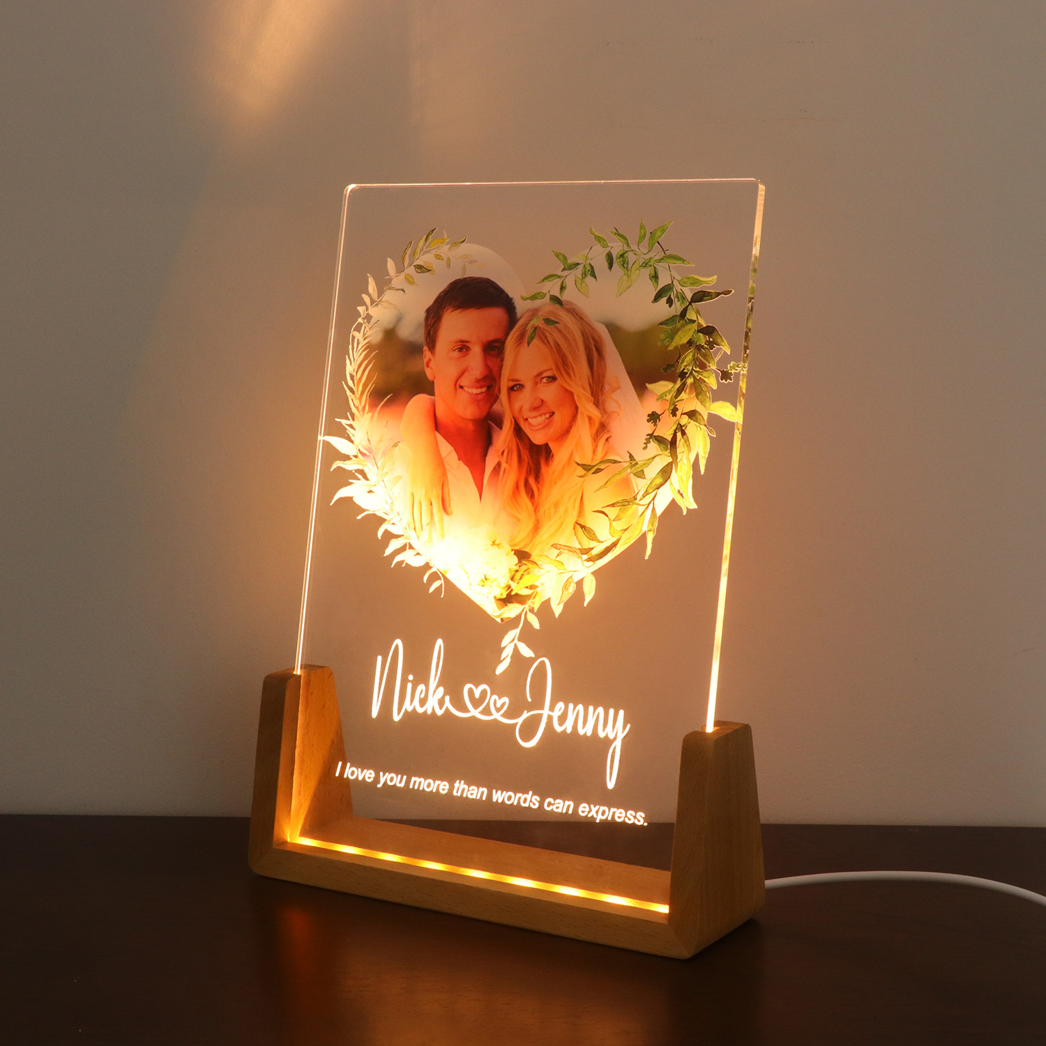 Luz de la noche acrílica Soporte en forma de U Sopotación de fotos personalizada