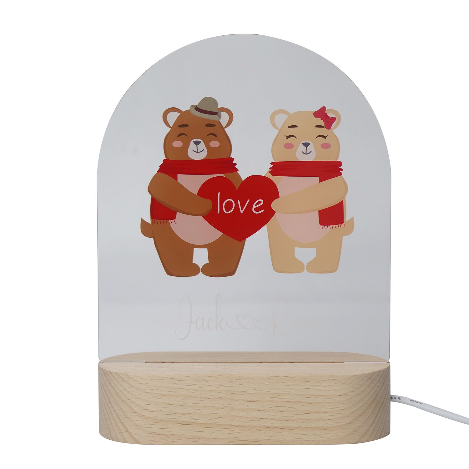 Nombre personalizado Lámpara acrílica UV Luz nocturna de animales pequeños usb