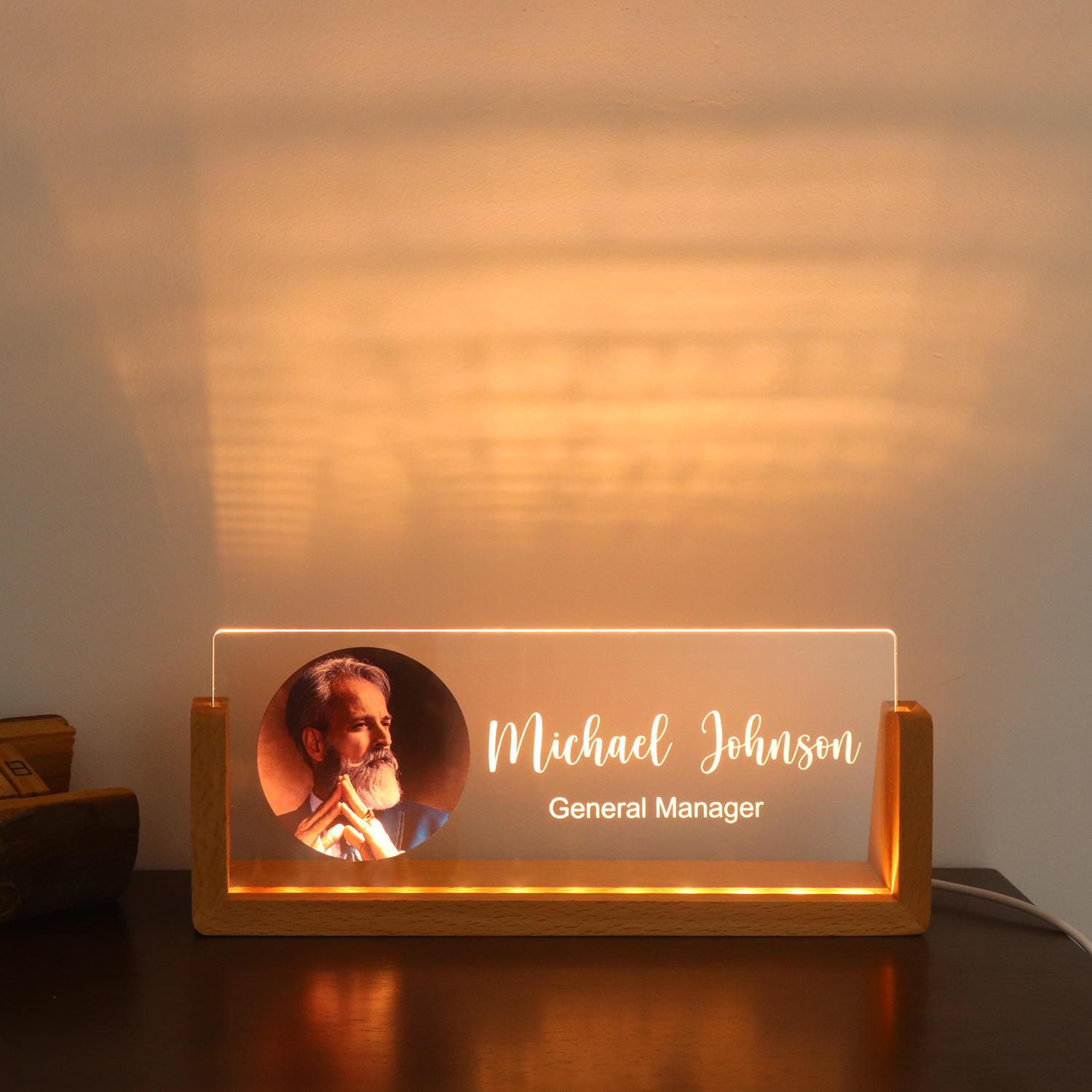 Luz de la noche acrílica Soporte en forma de U Sopotación de fotos personalizada